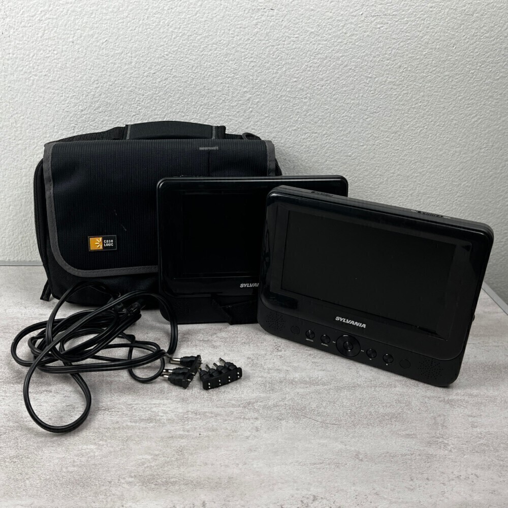 Sylvania Portable 7” Dual Screen DVD Players SDVD8716 Untested*